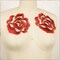 2 Pieces Wine Red Embroidery Rose Flower Patches 3D Iron On Applique for Jackets and Apparel